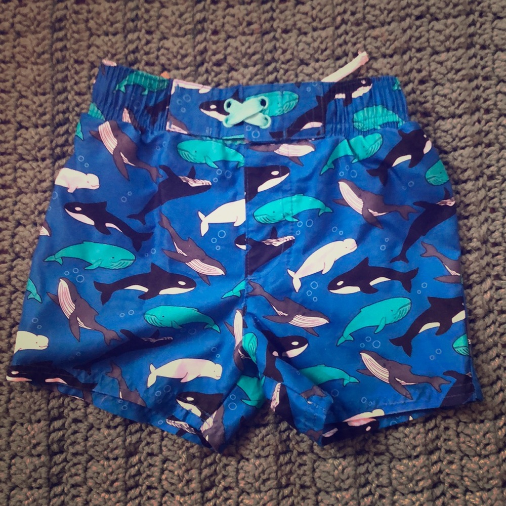 Toddler Boys 2T Blue Whale Swim Trunks